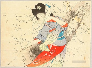 bijin in the wind Kiyokata Kaburagi Japanese Oil Paintings